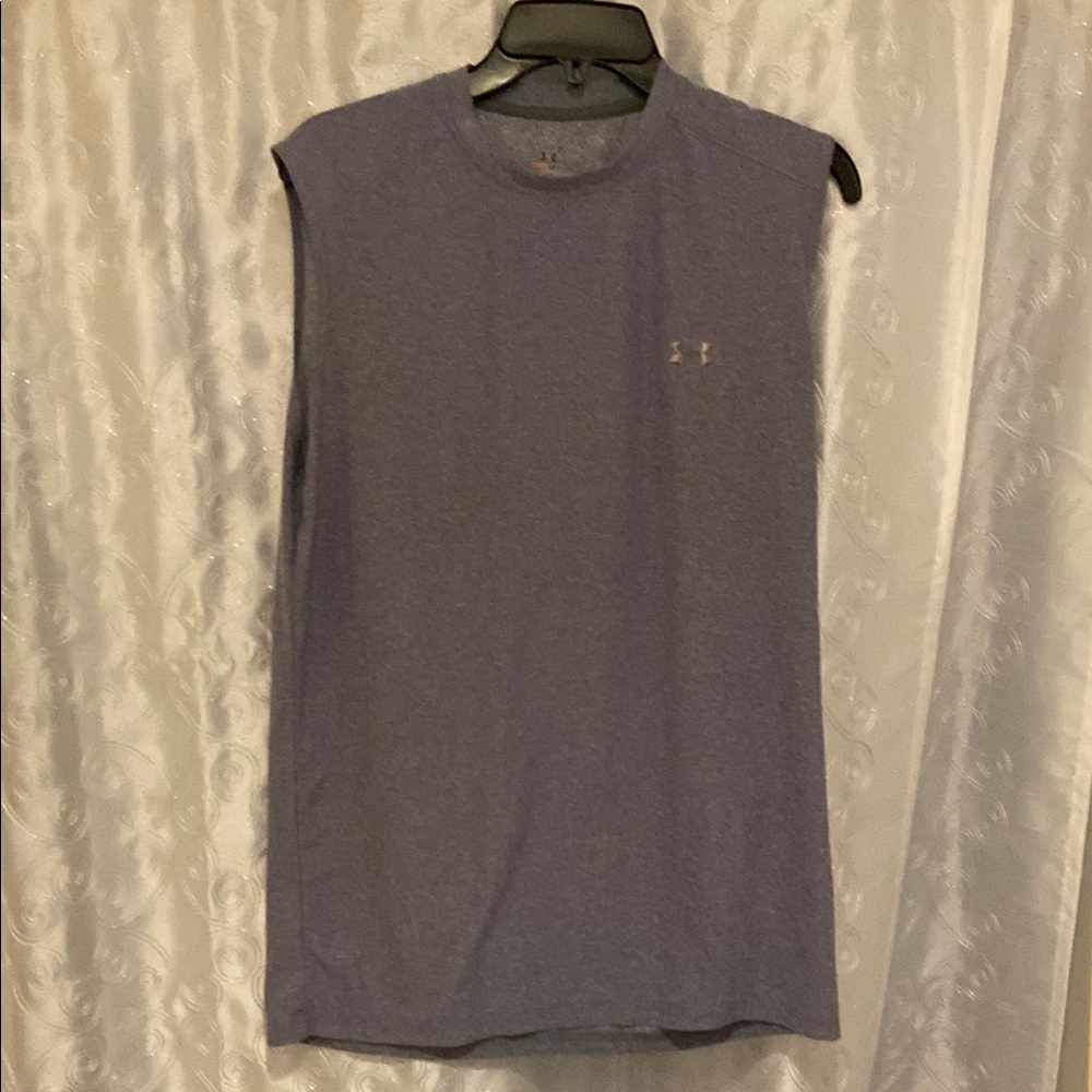 Under Armour Men's Purple/Gray Sleeveless Shirt Size Small 🔥 YB3